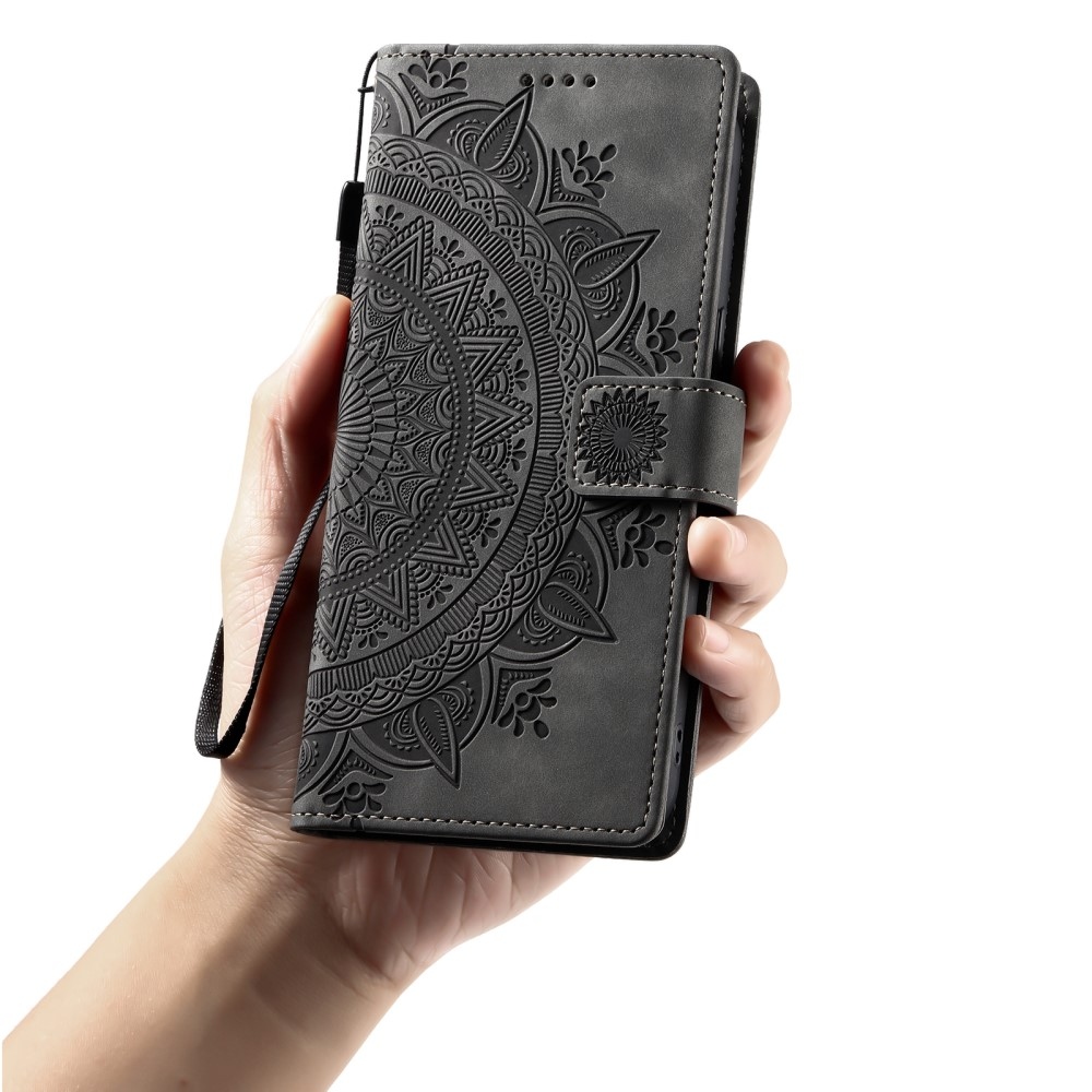 Mandalák könyv tok Xiaomi Redmi Note 14-hez - szürke