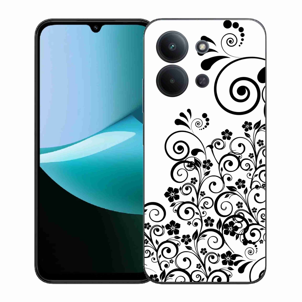 Gél borítás mmCase a Xiaomi Redmi 15C 4G (171mm)/Poco C85 4G (171mm) - fekete és fehér virágminták