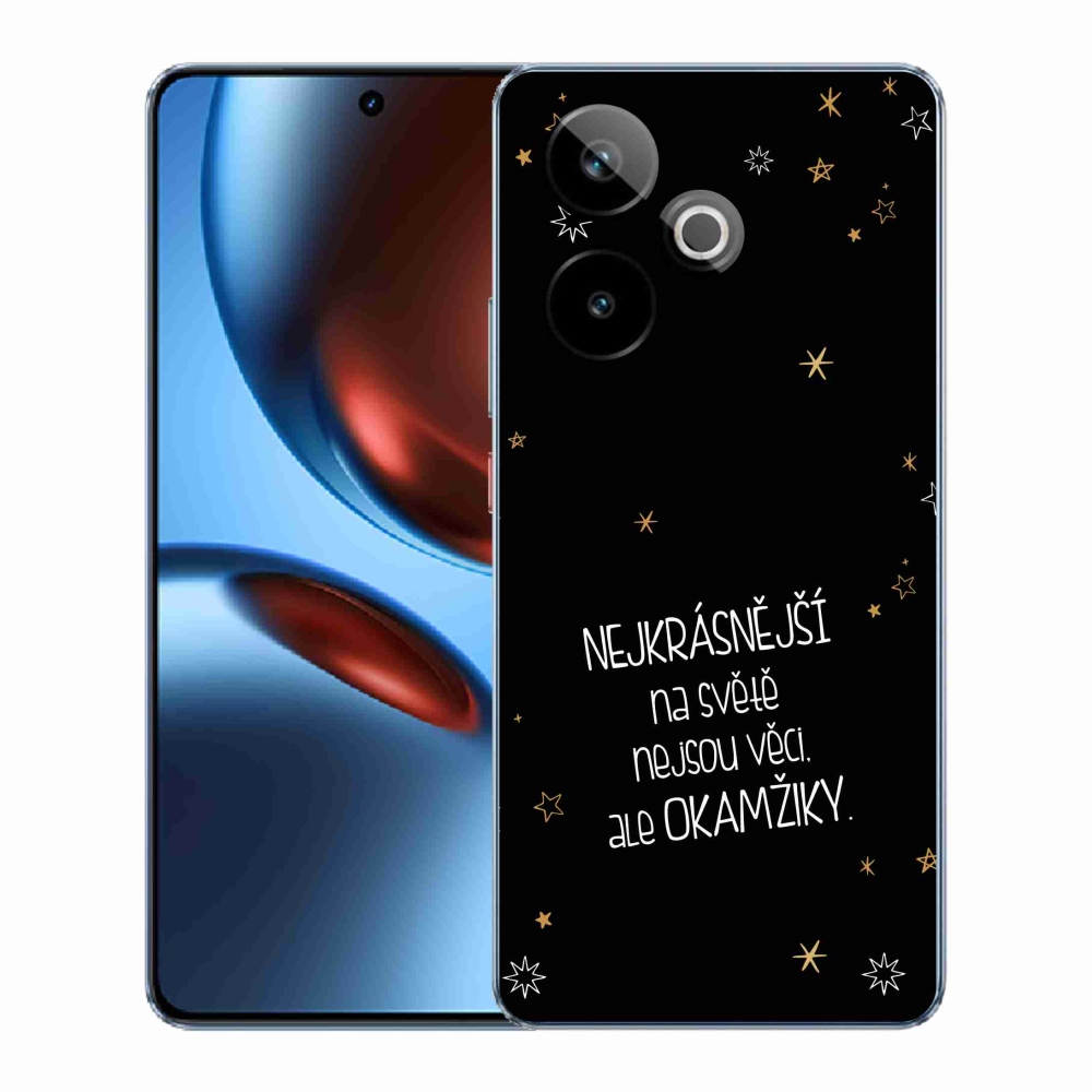Rugalmas zselés tok mmCase a Realme GT 7 5G/GT 7T 5G képével - idézet 4 fekete háttérrel