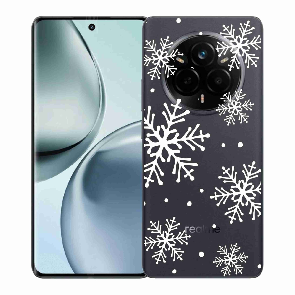 Zselés borítás mmCase a Realme 14 Pro+ 5G készülékhez - fehér pelyhek átlátszó háttéren
