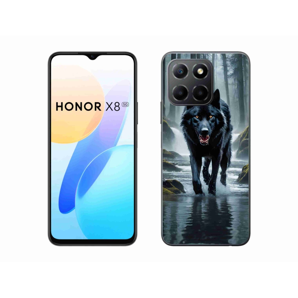 Zselés borítás mmCase a Honor X8 5G készülékhez - fekete farkas