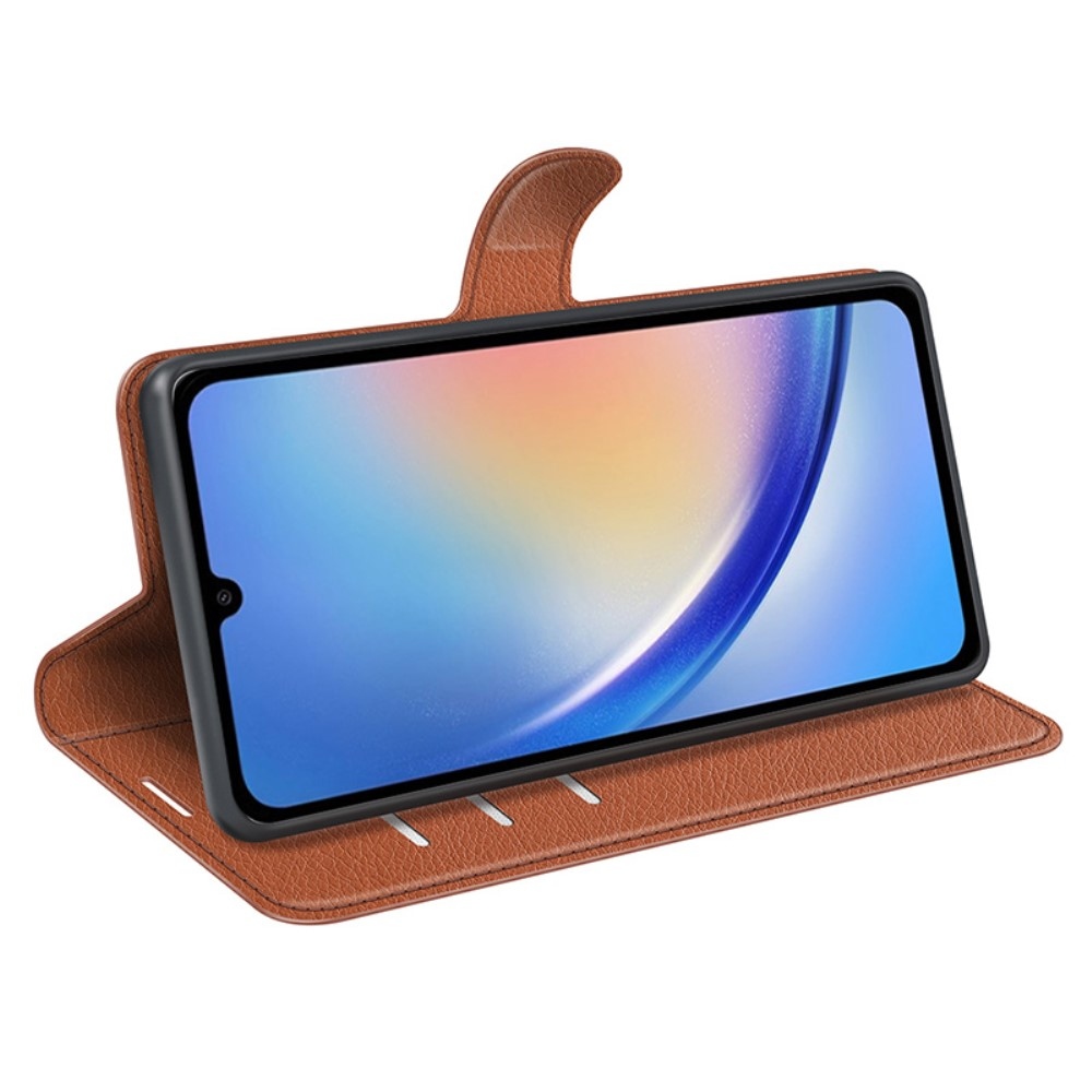 Litchi könyv tok Samsung Galaxy A35 5G - barna színben