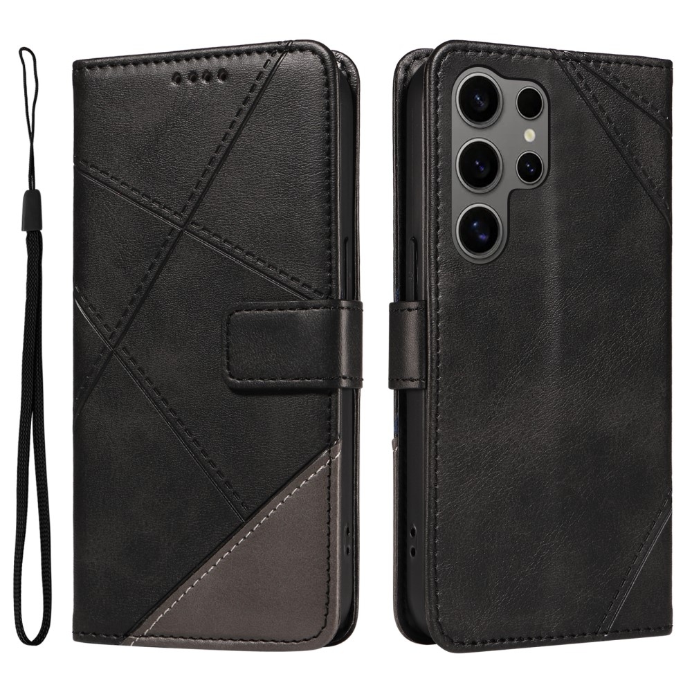 Vonalak könyv tok Samsung Galaxy S25 Ultra - fekete