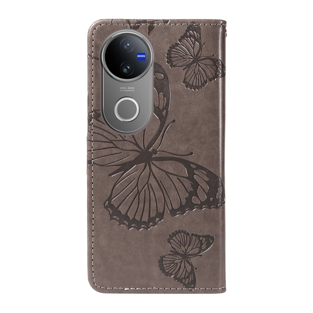 Nagy pillangó könyv tok a Vivo V50 5G-hez - szürke