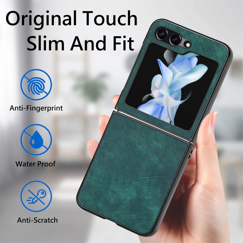 Vintage műanyag borító műbőrrel Samsung Galaxy Z Flip6 5G - zöld