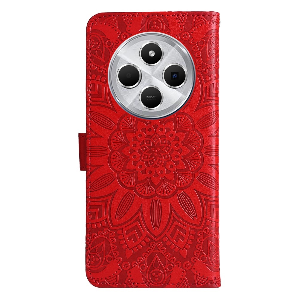Napraforgó könyv tok Xiaomi Redmi 14C/Poco C75-hez - piros