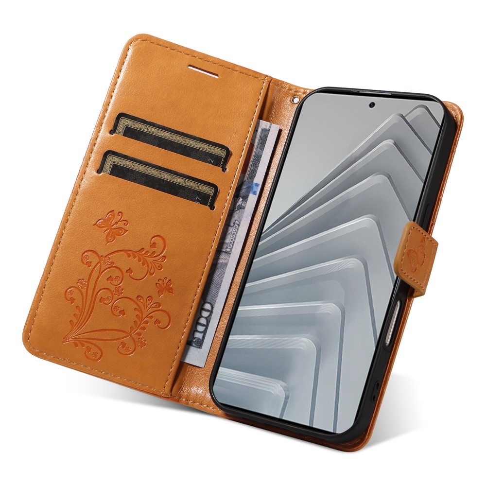 Nagy pillangó könyv tok Xiaomi Redmi Note 14-hez - sárga