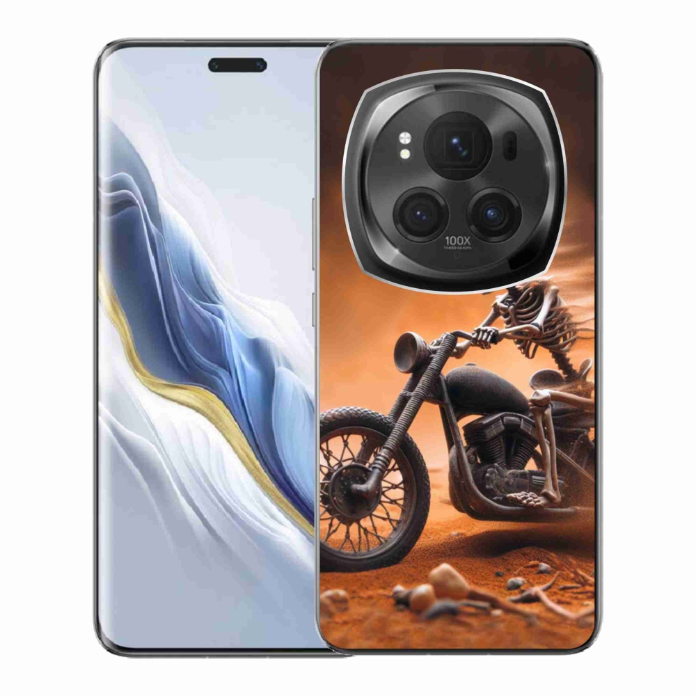 Gél borítás mmCase a Honor Magic 6 Pro 5G számára - csontváz egy motorkerékpáron