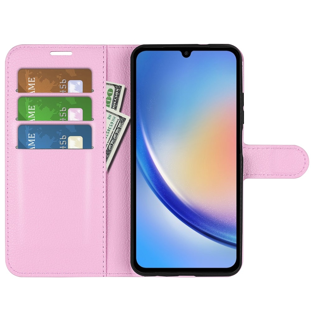 Litchi könyv tok Samsung Galaxy A35 5G - rózsaszínű