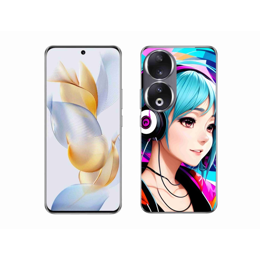 Gél borító mmCase a Honor 90-hez - lány fejhallgatóval