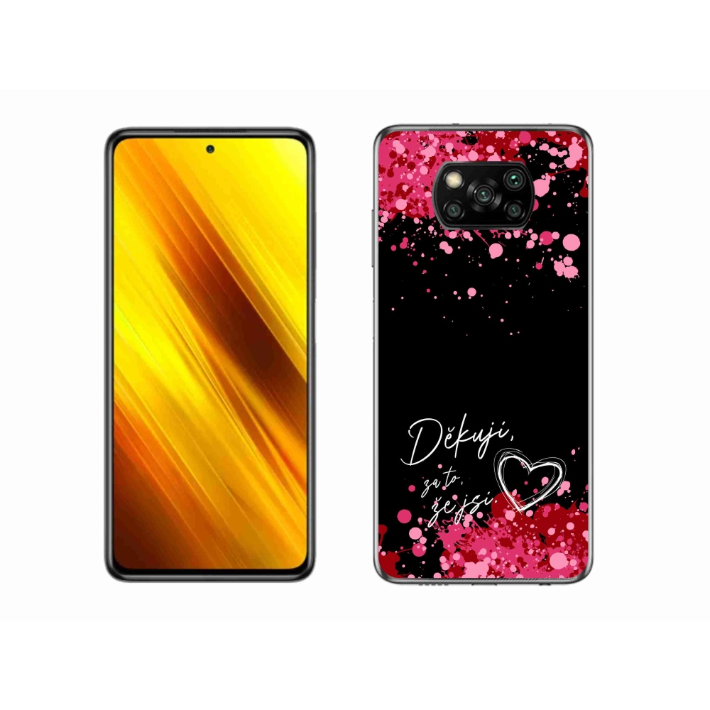 Gél borítás mmCase a Xiaomi Poco X3 Pro készülékhez - text in love 2 fekete háttér