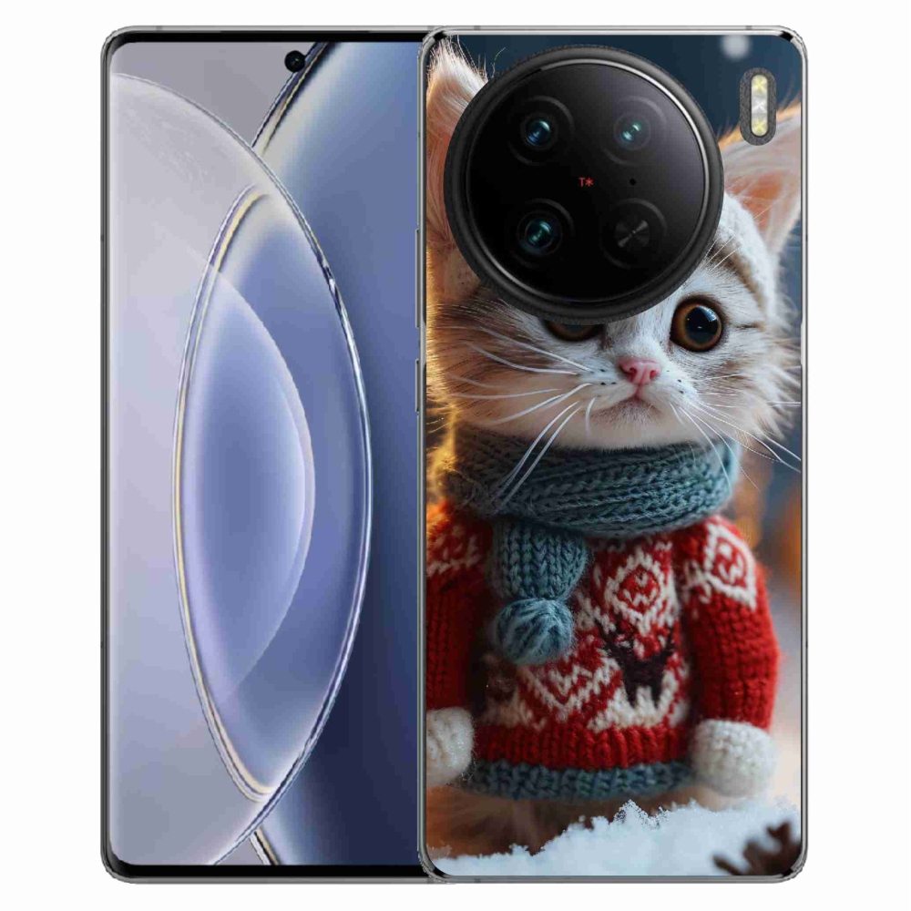 Gél borítás mmCase a Vivo X90 Pro készülékhez - cica pulóverben