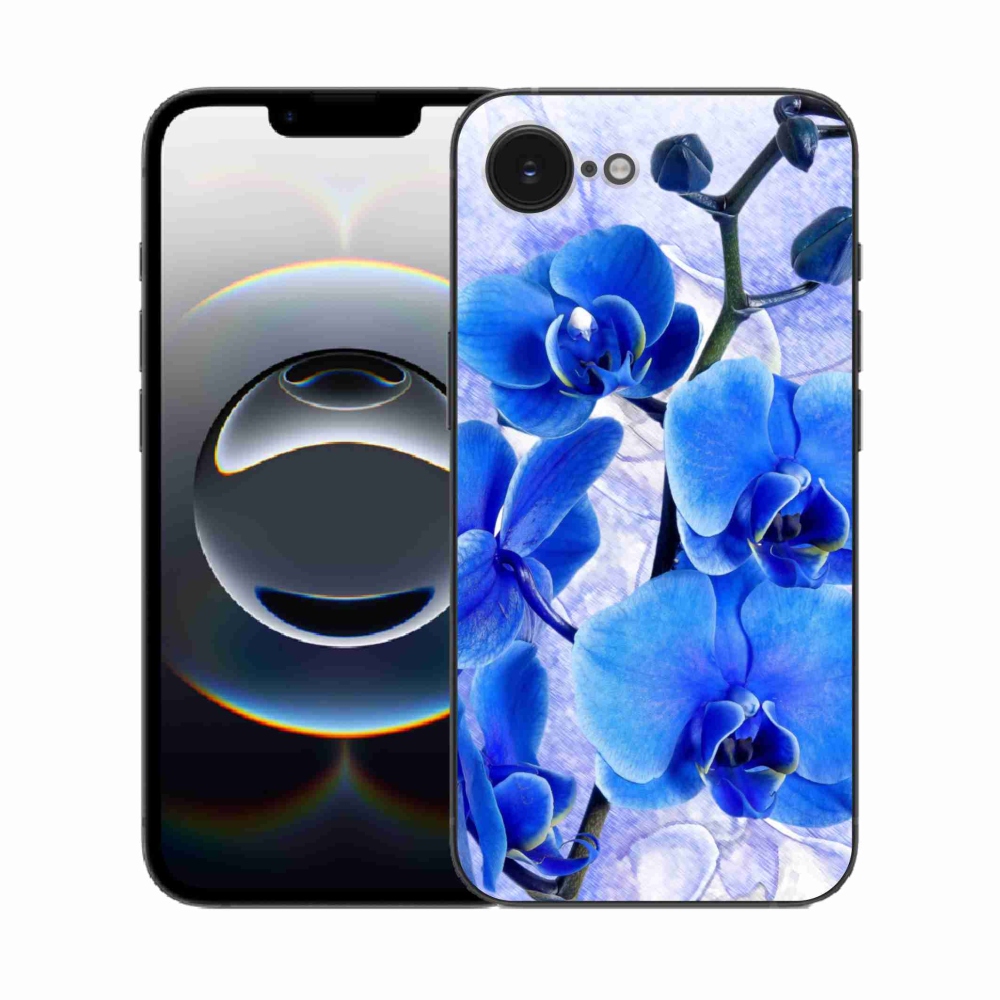 Zselés borítás mmCase iPhone 16e készülékhez - kék virágok