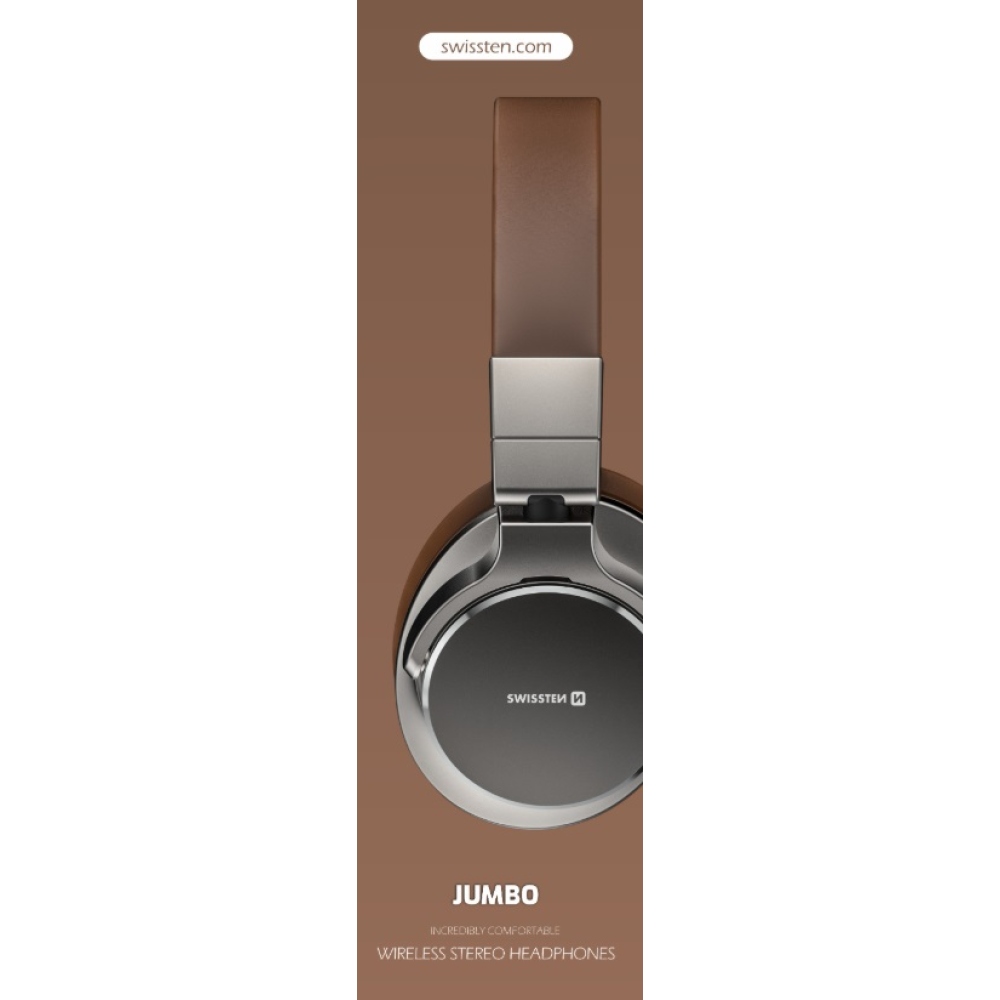 Swissten Jumbo Bluetooth vezeték nélküli fejhallgató - ezüst/barna