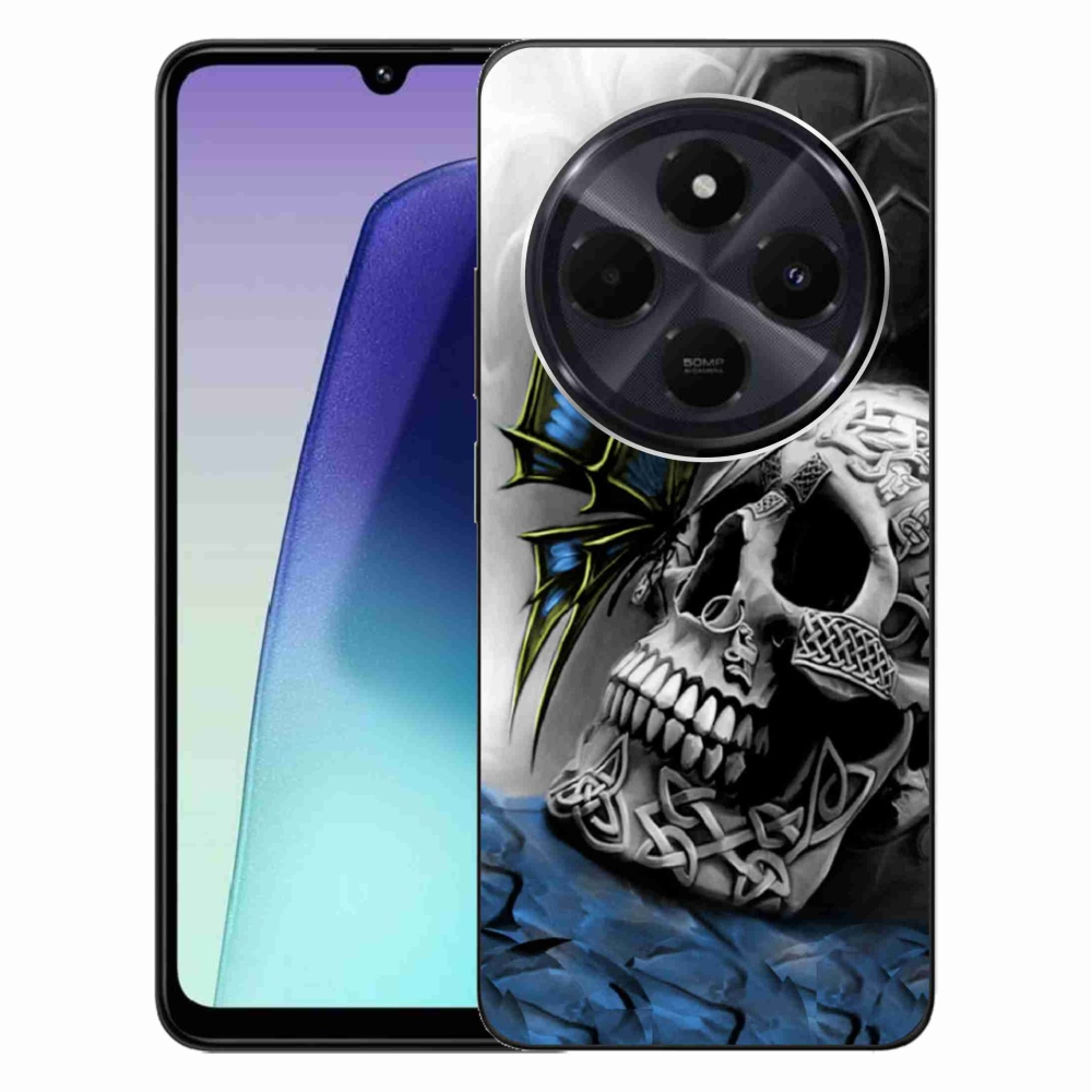 Gél borítás mmCase a Xiaomi Redmi 14C/Poco C75-hez - pillangó és koponya