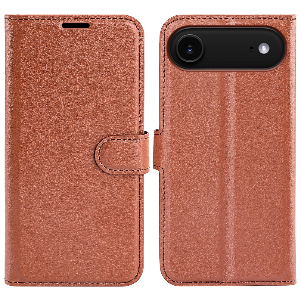 Litchi könyvtáska iPhone 17 Air készülékhez - barna