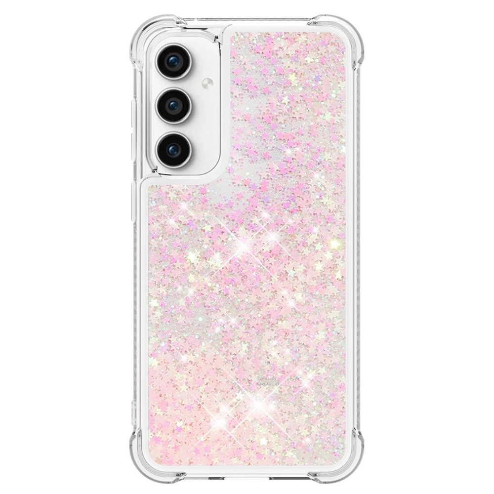 Glitter zselés homokóra hüvely Samsung Galaxy S23 FE készülékhez - rózsaszín/csillagok