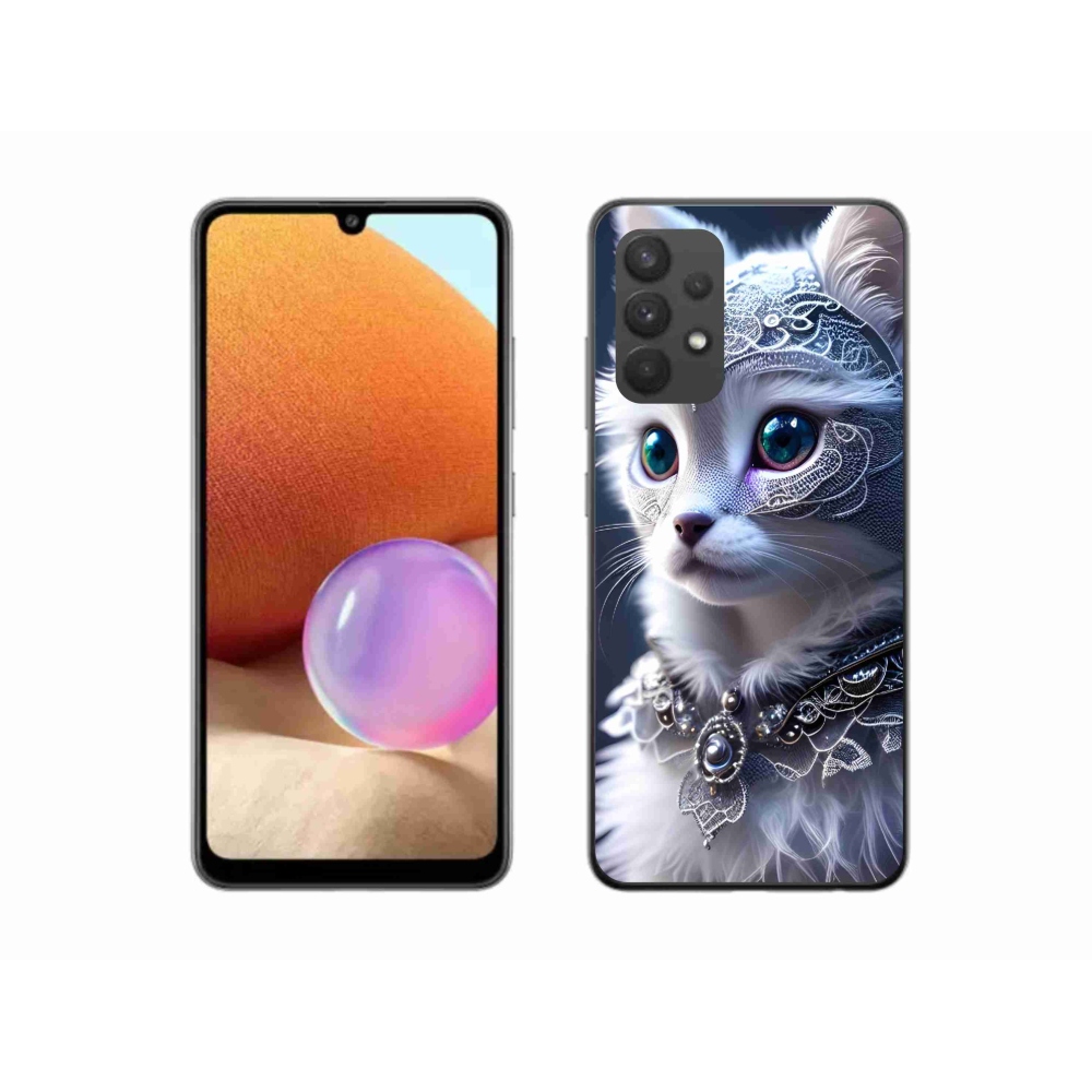 Gél védőhuzat mmCase Samsung Galaxy A32 4G - fehér macska