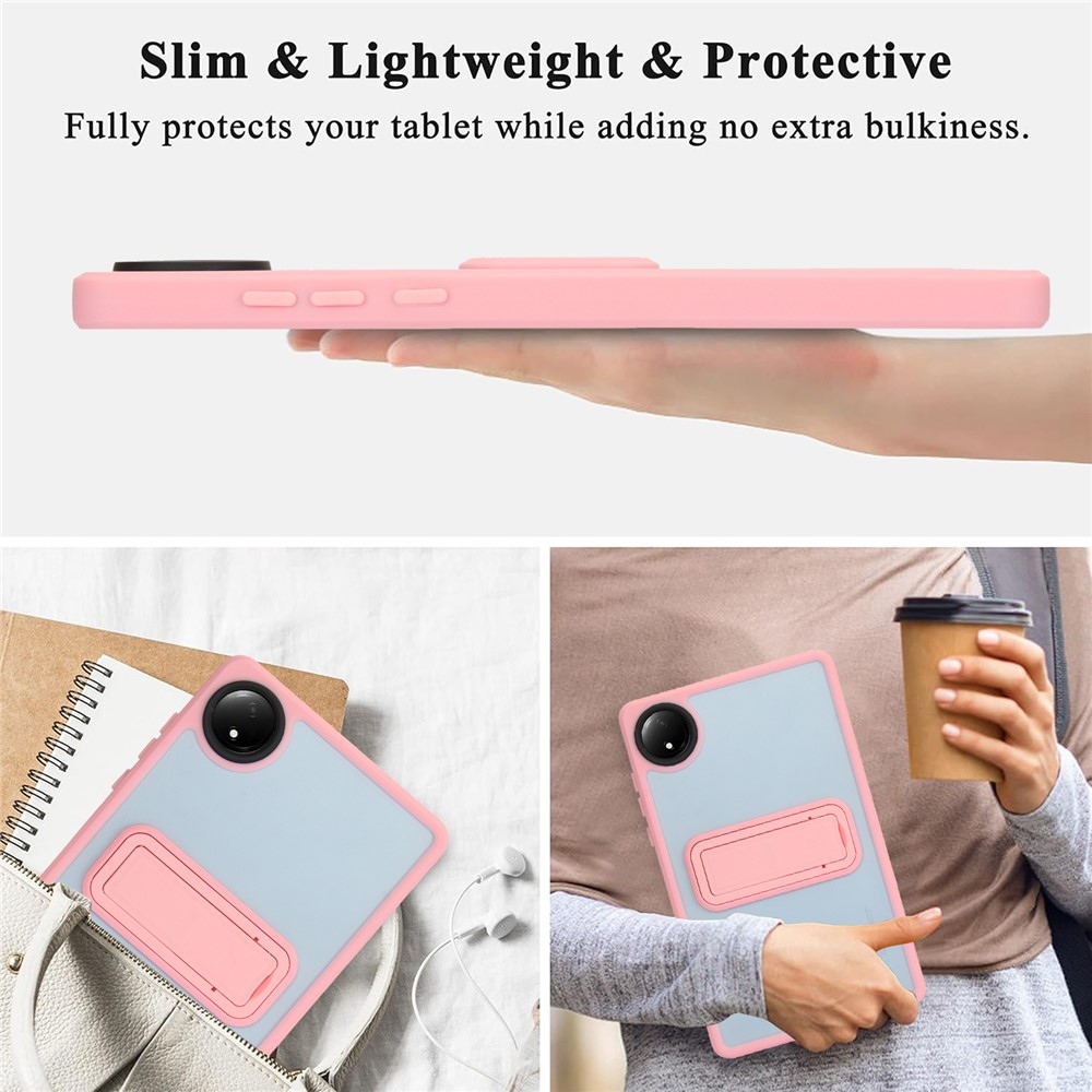 Skiny zselés tok fix hátlappal és flip állvánnyal Xiaomi Redmi Pad SE 8.7-hez - rózsaszínű