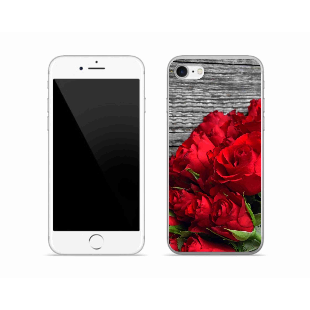 Gél védőhuzat mmCase iPhone SE (2022) - piros rózsa