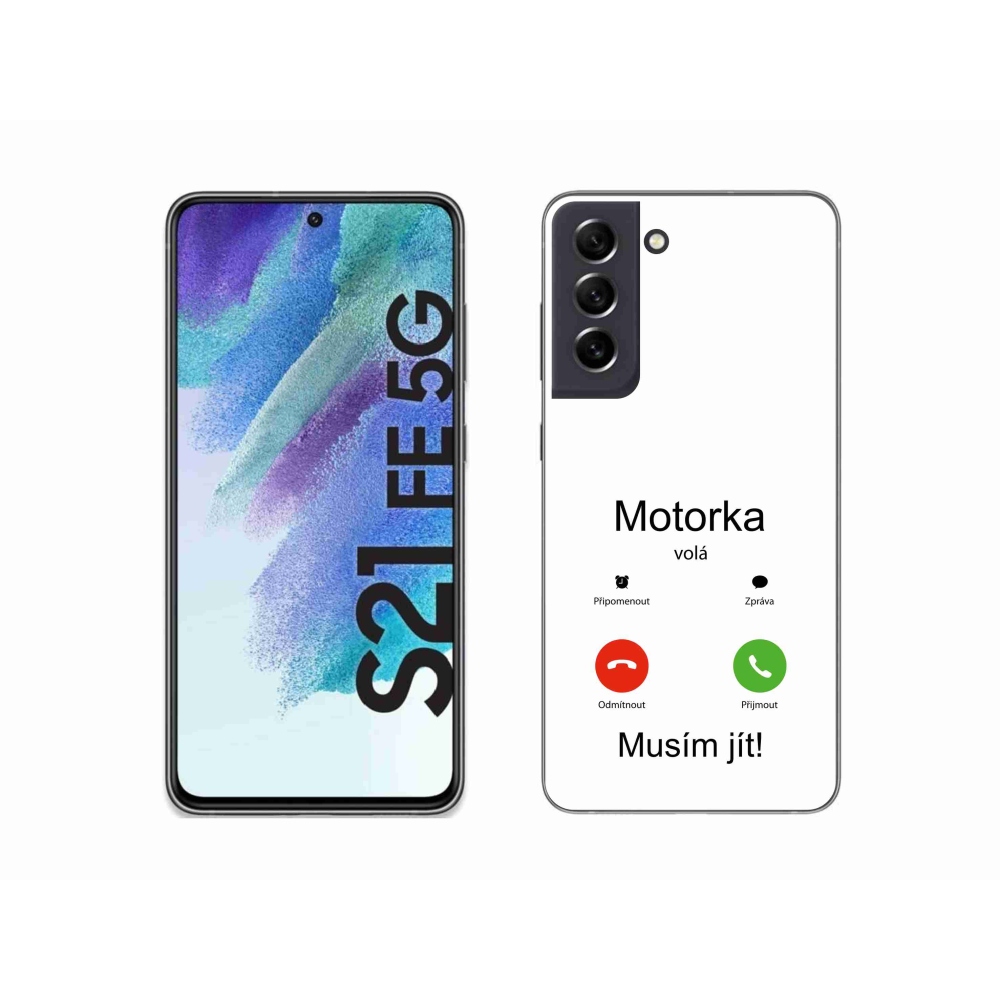 Gél borítás mmCase Samsung Galaxy S21 FE 5G - motoros hívások fehér háttérrel