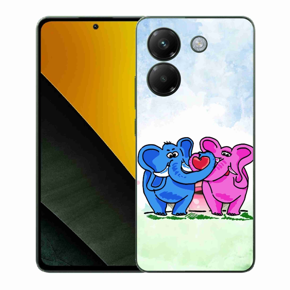 Gél borítás mmCase a Xiaomi Poco M7 Pro 5G számára - szerelmes elefántok