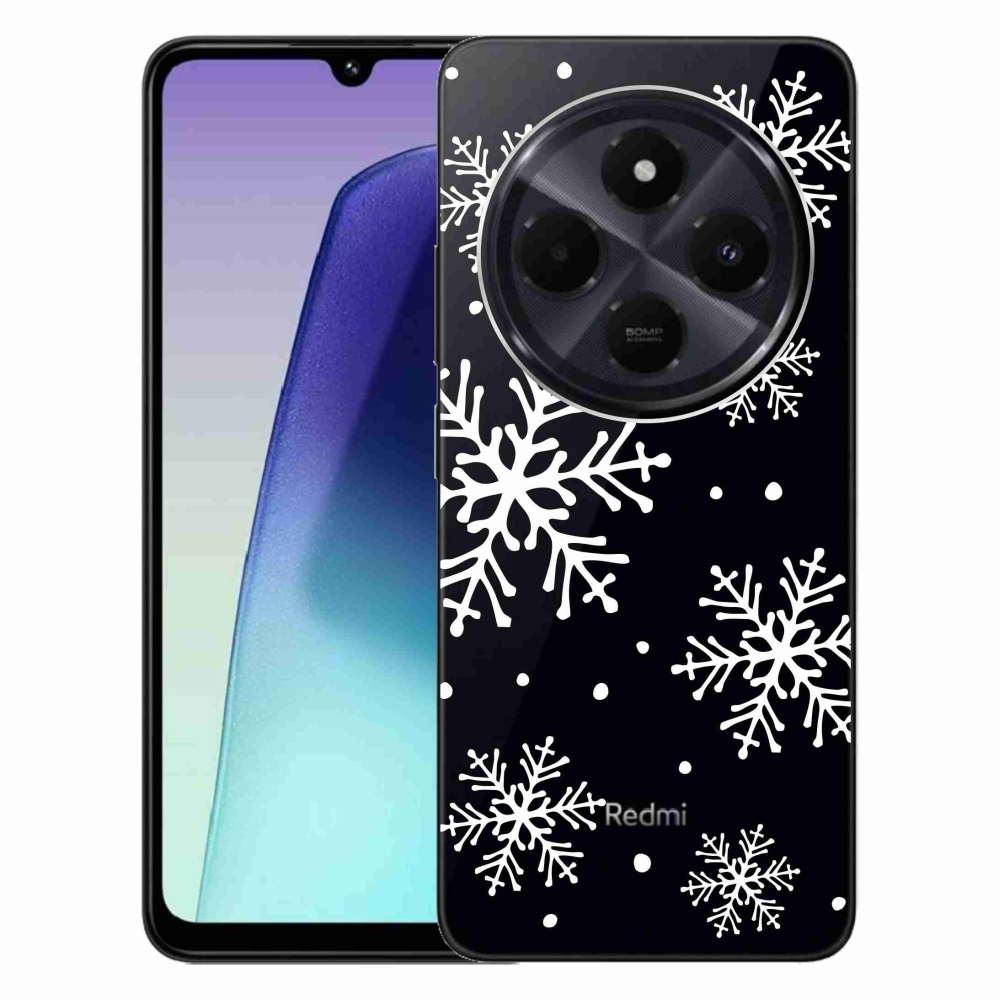 Gél borítás mmCase a Xiaomi Redmi 14C/Poco C75-hez - fehér pelyhek átlátszó háttéren