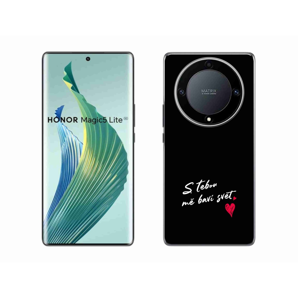 Gél borító mmCase a Honor Magic 5 Lite 5G készülékhez - szerelmes szöveg 1 fekete háttér
