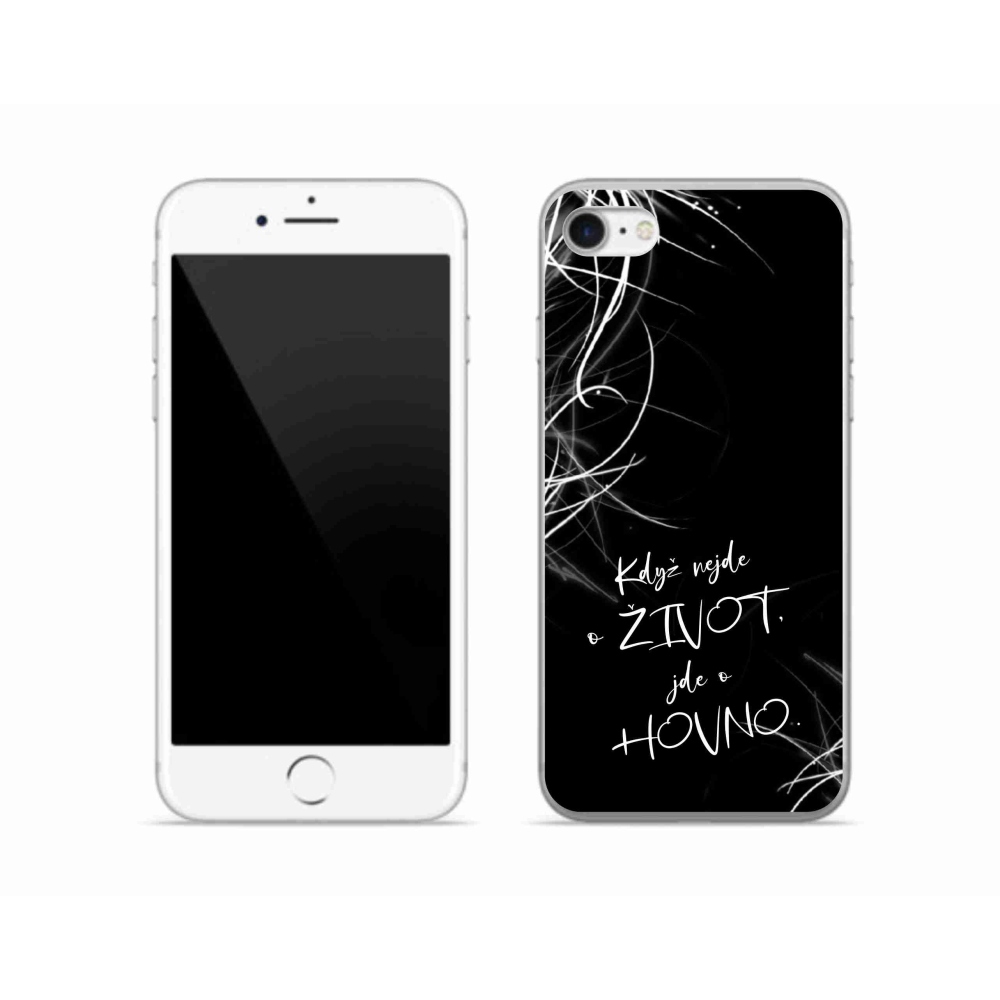 Gél borító mmCase iPhone SE (2022) - vicces szöveg 16 fekete háttér