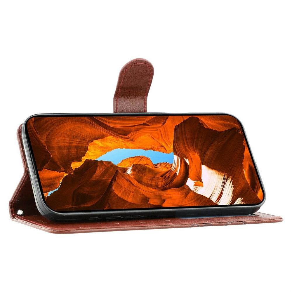 Rózsás könyv tok Xiaomi Redmi 15 5G - barna