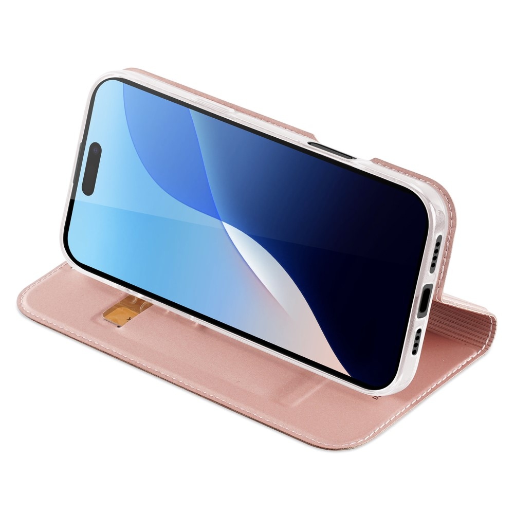 DUX könyvtáska iPhone 16 Pro készülékhez - rózsaarany
