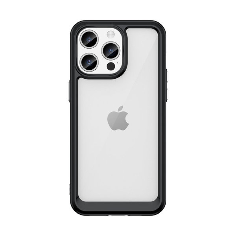 Gél tok fix hátlappal iPhone 15 Pro Max készülékhez - fekete