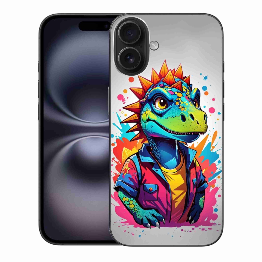 Zselés borítás mmCase iPhone 16 Plus készülékhez - színes dinoszaurusz