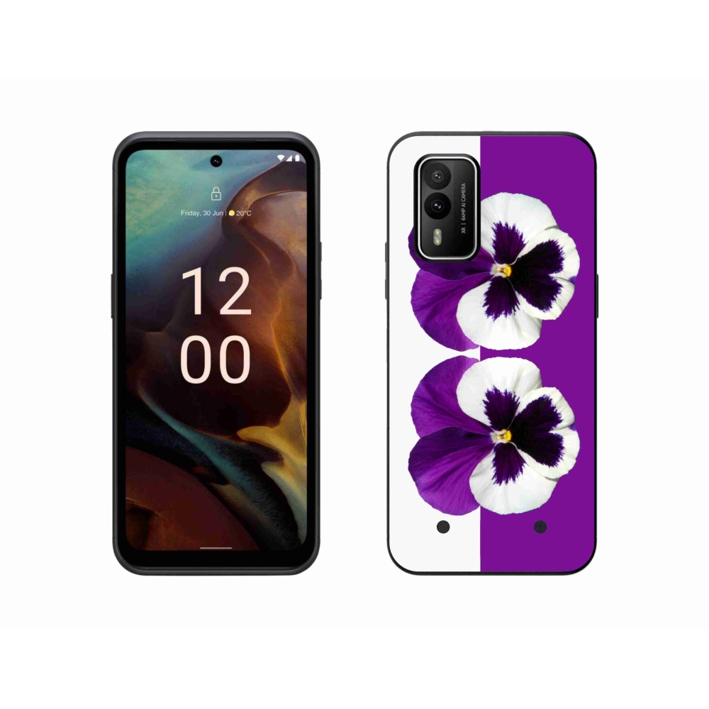 Zselés borítás mmCase a Nokia XR21 készülékhez - lila és fehér virág