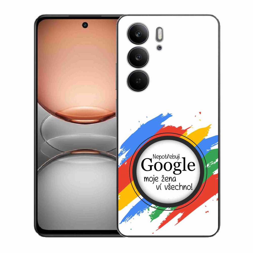 Gél borító mmCase a Realme C75-ön - a nő mindent tud fehér háttérrel