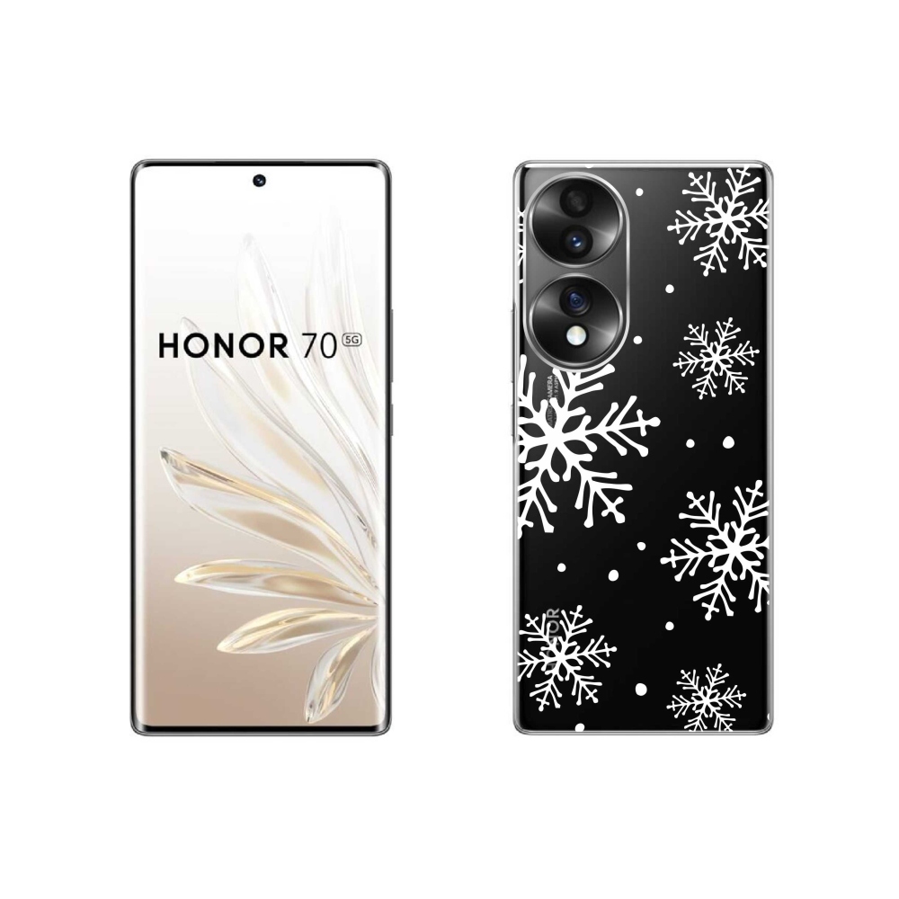 Zselés borítás mmCase a Honor 70 készülékhez - fehér pelyhek átlátszó háttéren