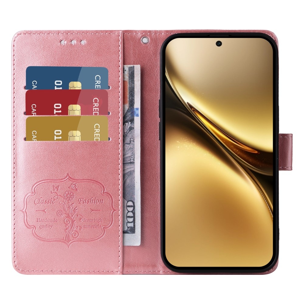 Virágos könyv tok a Vivo X200 Pro 5G készülékhez - rózsaszín