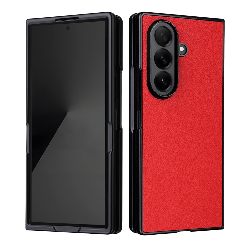 Műbőrrel borított műanyag tok Samsung Galaxy Z Fold7 5G - piros színben