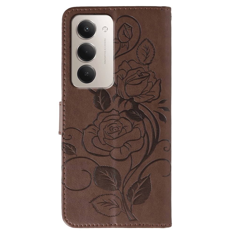 Rózsás könyv tok Xiaomi Redmi 15 5G - barna