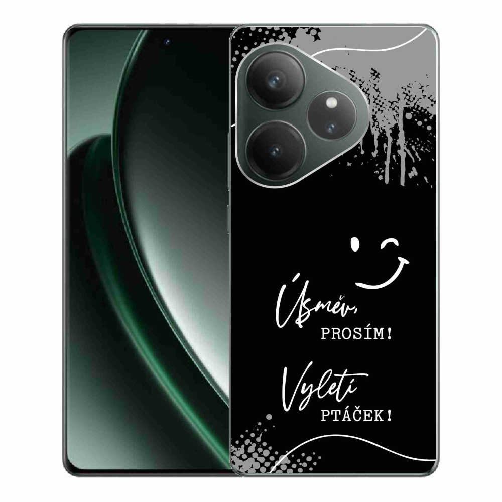 Gél borító mmCase a Realme GT 6 5G/GT 6T 5G számára - vicces szöveg 4 fekete háttérrel