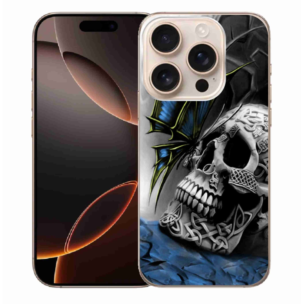 Zselés borítás mmCase iPhone 16 Pro Max készülékhez - pillangó és koponya