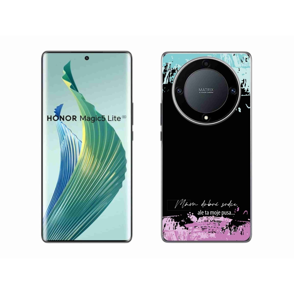 Gél borító mmCase a Honor Magic 5 Lite 5G számára - vicces szöveg 3 fekete háttérrel