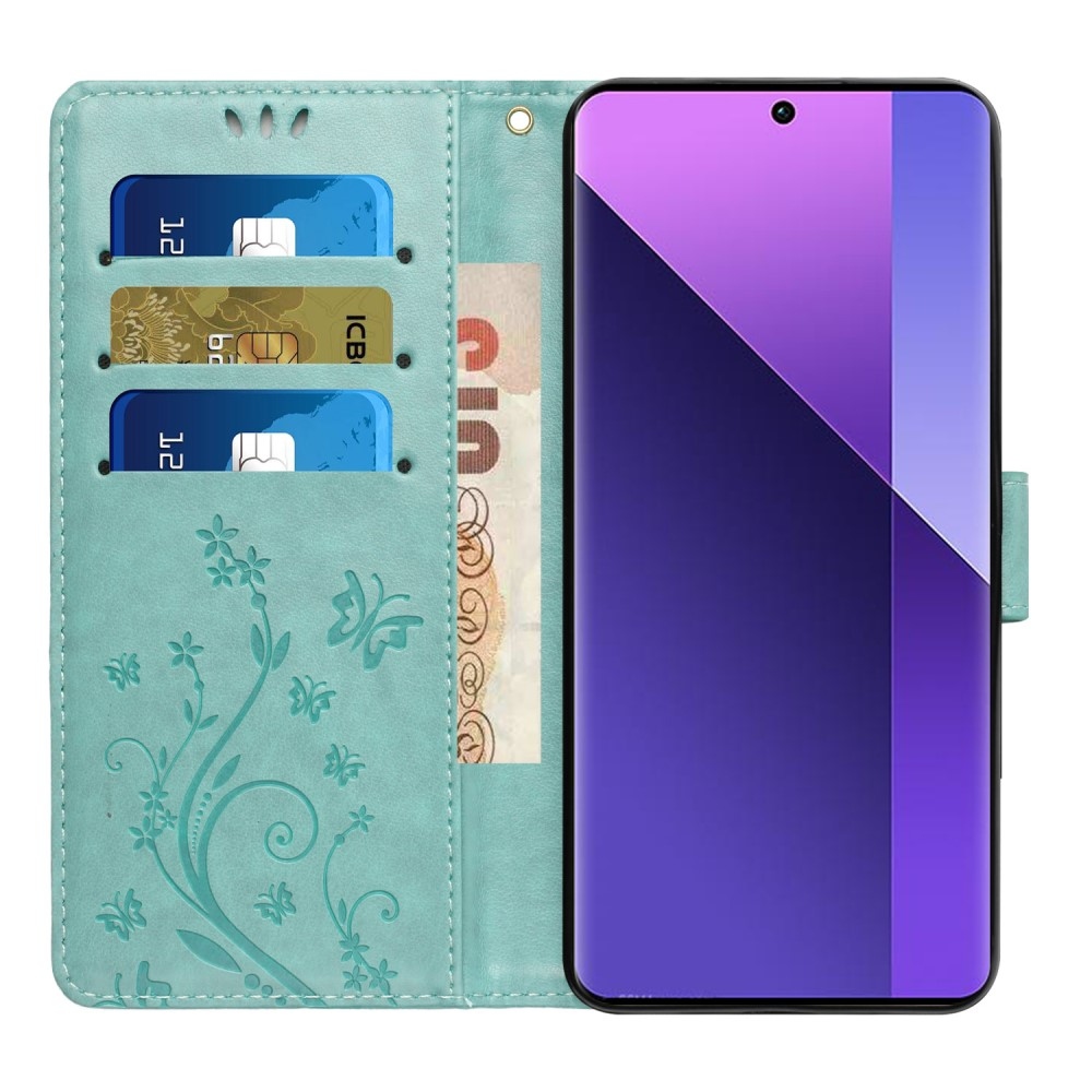 Virágok könyv tok Xiaomi 15 Pro-hoz - teal - teal