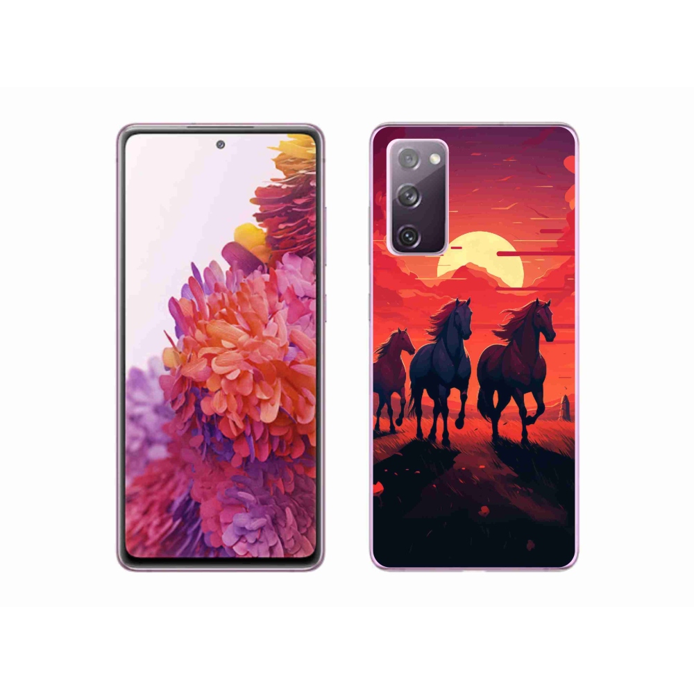 Gél borítás mmCase Samsung Galaxy S20 FE - lovak és naplemente