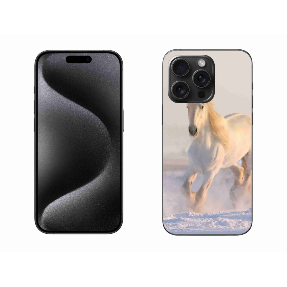Gél tok mmCase iPhone 15 Pro Max készülékhez - ló a hóban