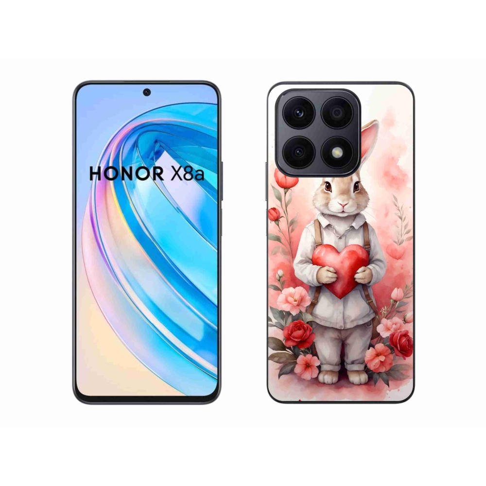 Zselés borítás mmCase a Honor X8a számára - nyúl szívvel