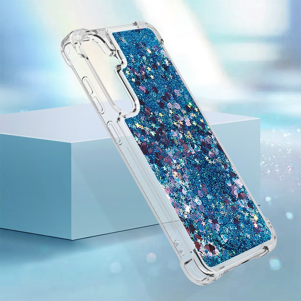 Glitter homokóra zselés tok Samsung Galaxy S24+ - kék/szív