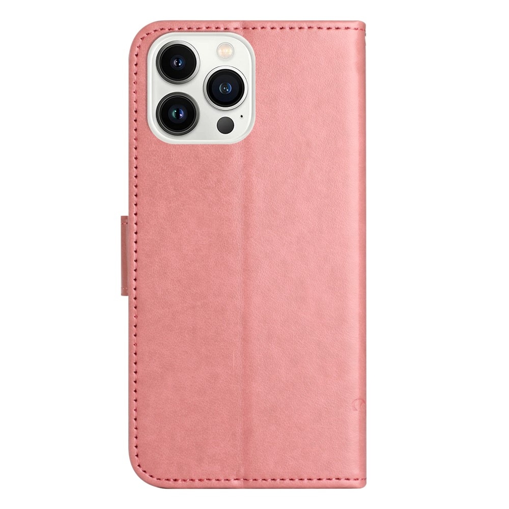 Virágos könyvtáska iPhone 16 Pro készülékhez - rózsaszín