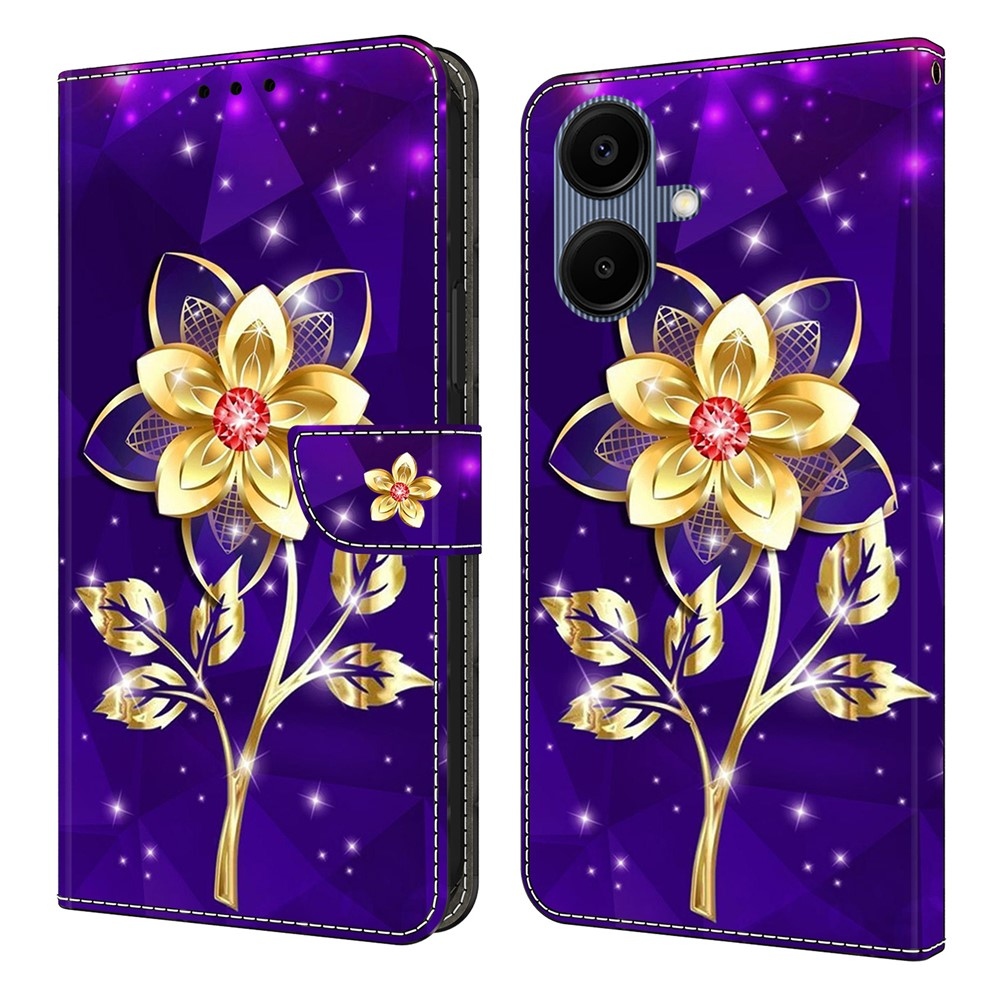 Sima könyves tok Samsung Galaxy A07 4G - arany virág