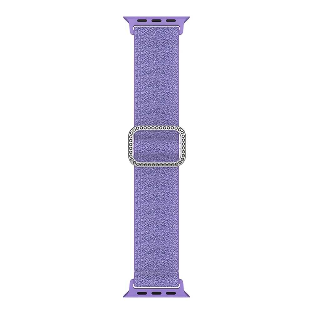 Dekoratív nejlon szíj Apple Watch Ultra/Ultra 2 49mm/SE/SE 2022/2023 44mm/9/8/7 45mm/6/5/4 44mm/3/2/1 42 mm-es Apple Watch Ultra/Ultra 2 órához - sötétlila színben